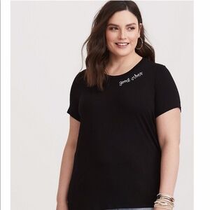 Torrid Good Vibes Embroidered Collar T-shirt Size 3 Super Soft Knit